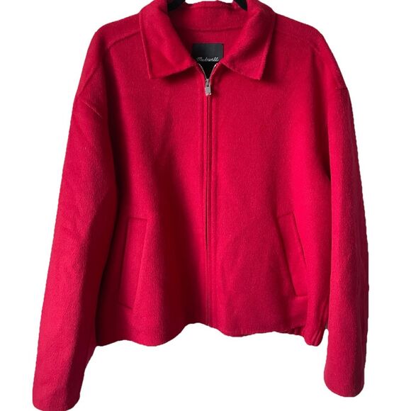 New $198 Madewell Wool Blend Double-Faced Rounded-Sleeve Jacket in Red Large - Picture 7 of 8